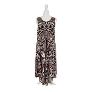 New Directions Tribal Jersey Knit Cynch‎ Waist Belted Maxi Dress Womens Size XL